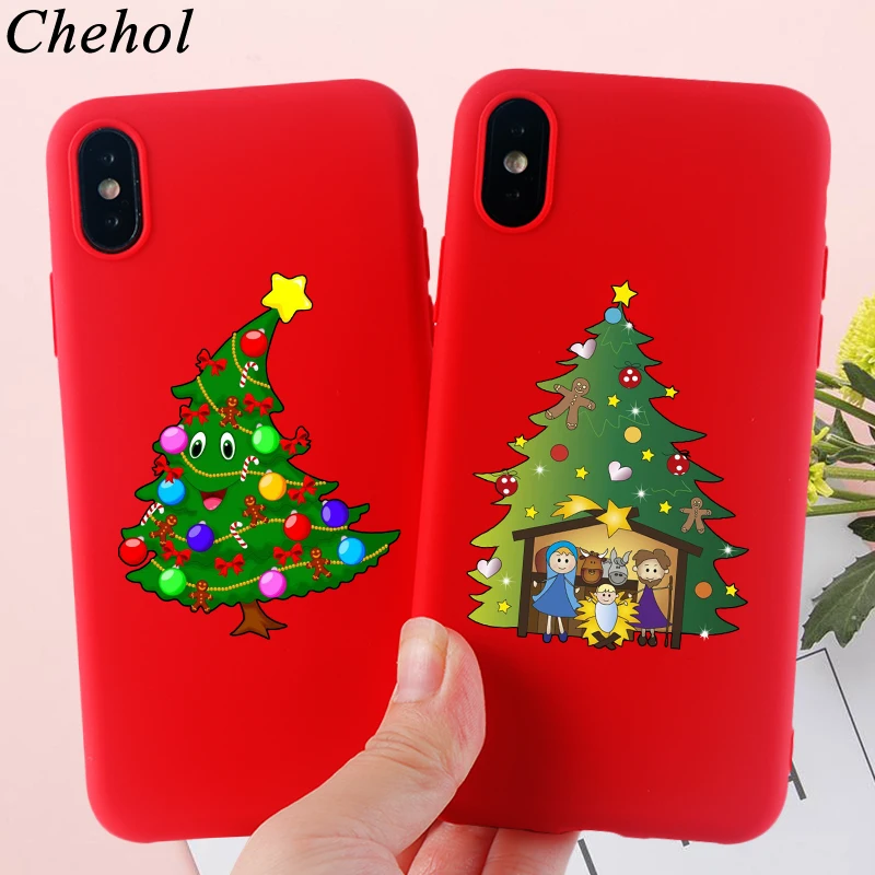 Чехол для телефона с рождественской елкой IPhone 11 8 7 6s Plus Pro X XS MAX XR милый мягкий