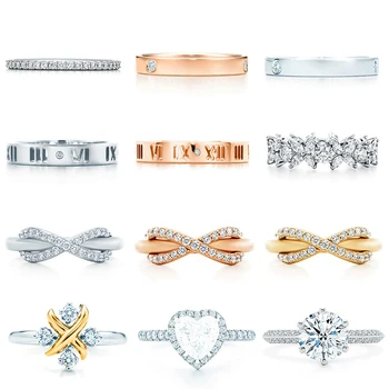 

JZ 02 TFB RLLEN High Quality 1:1 Original 925 Sterling Silver Simple Elegant Classic Ring, with LOGO DIY Jewelry Wholesale.