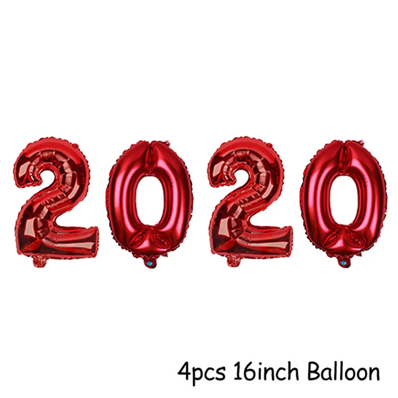 Воздушные шары Золотое серебряное число фольгированные гелиевые балоны счастливый год воздушный шар Счастливого Рождества год вечерние украшения Noel - Цвет: Red 2020