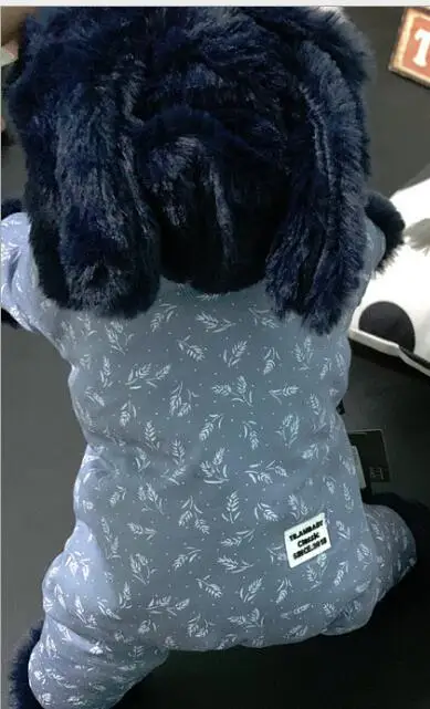 Контрастный утолщенный осенний и зимний комбинезон для собак кролик четырехногая одежда для домашних животных розовый синий цвета пальто для собак с капюшоном толстовки для домашних животных - Color: Blue