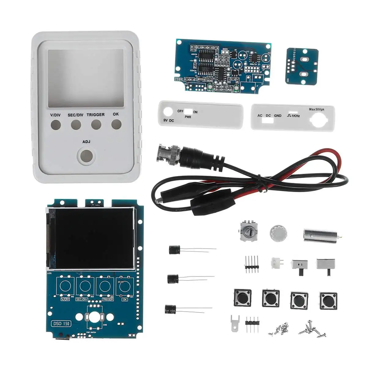 DSO150 parts ZEAST для DSO150 цифровой осциллограф комплект Стандартный Полностью Собранный комплект BNC зонд корпус ручной электронный обучающий комплект - Цвет: DSO150 parts