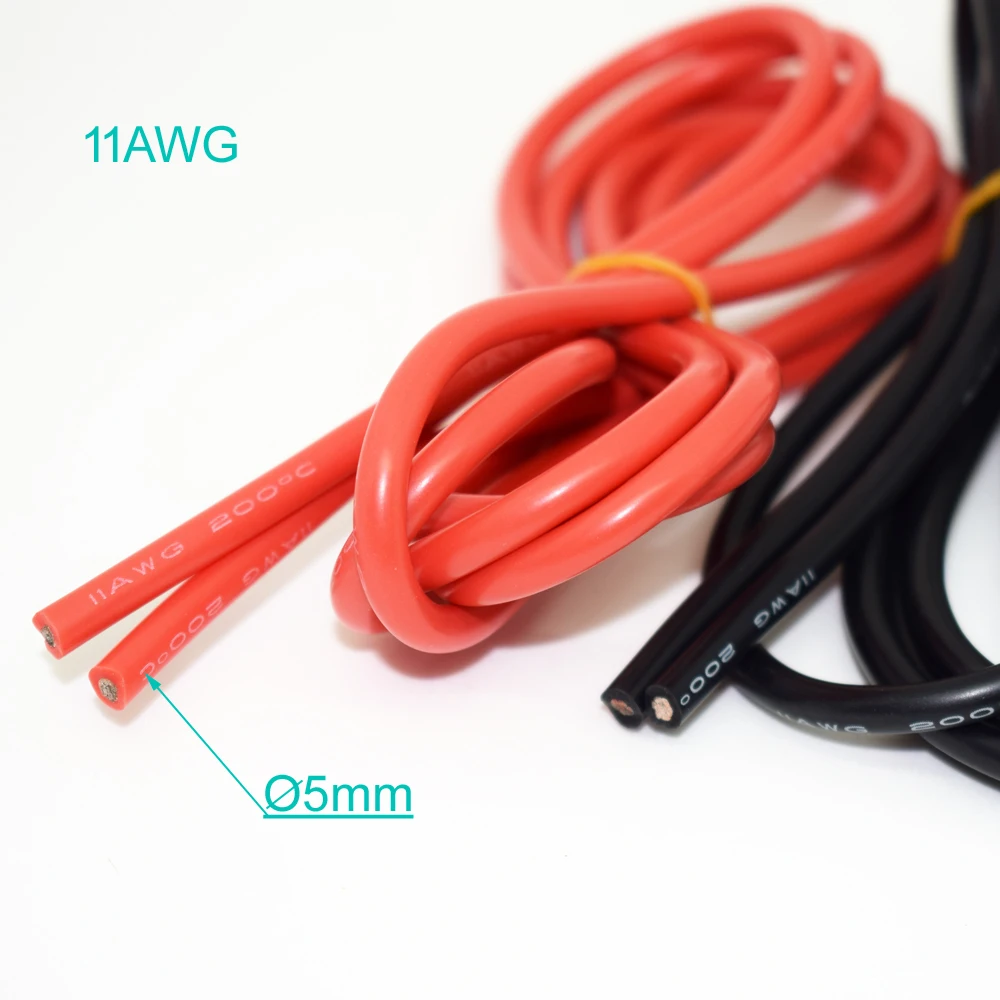 

10 м/33 фута 11AWG гибкий мягкий силиконовый провод оловянный латунный Радиоуправляемый электронный кабель 2 цвета