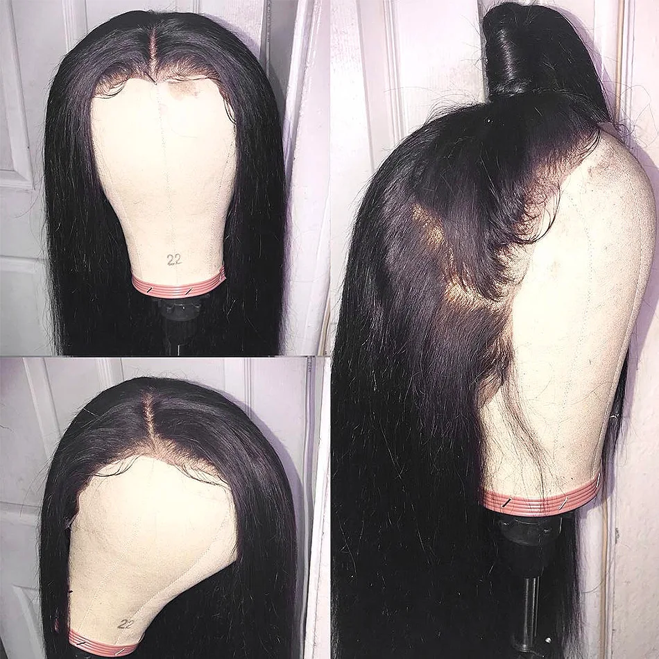 Halo волосы прямые 13x6 кружева передние 8-30 34 дюймов бразильские Remy человеческие волосы парики предварительно сорванные волосы с волосами младенца 150 плотность