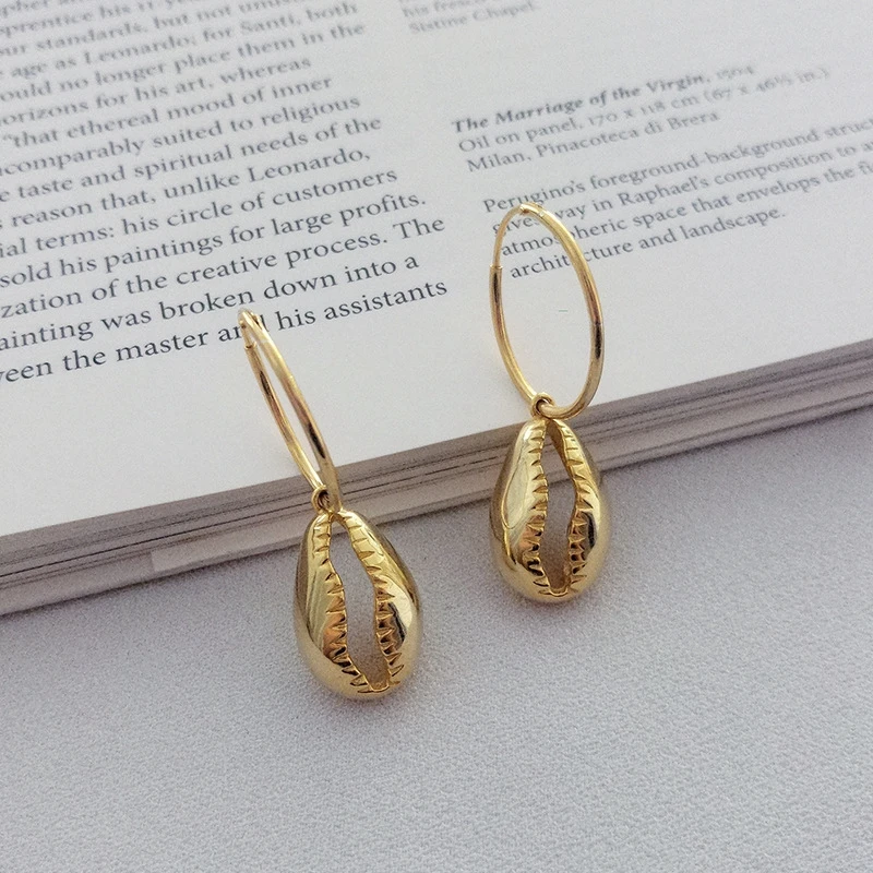 Louleur Genuine 925 Sterling Silver Shell Earrings For Women Hot Sale Western Style Gold Earrings Female Silver Jewelry Gifts - Цвет камня: earringsL2229GD00