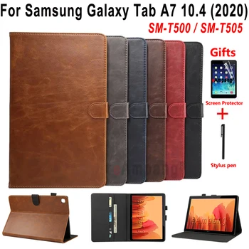 

Premium Leather Case For Samsung Galaxy Tab A7 10.4 2020 T500 T505 Smart Sleep Week Cover Stand Flip Pen Slot Tablet Funda