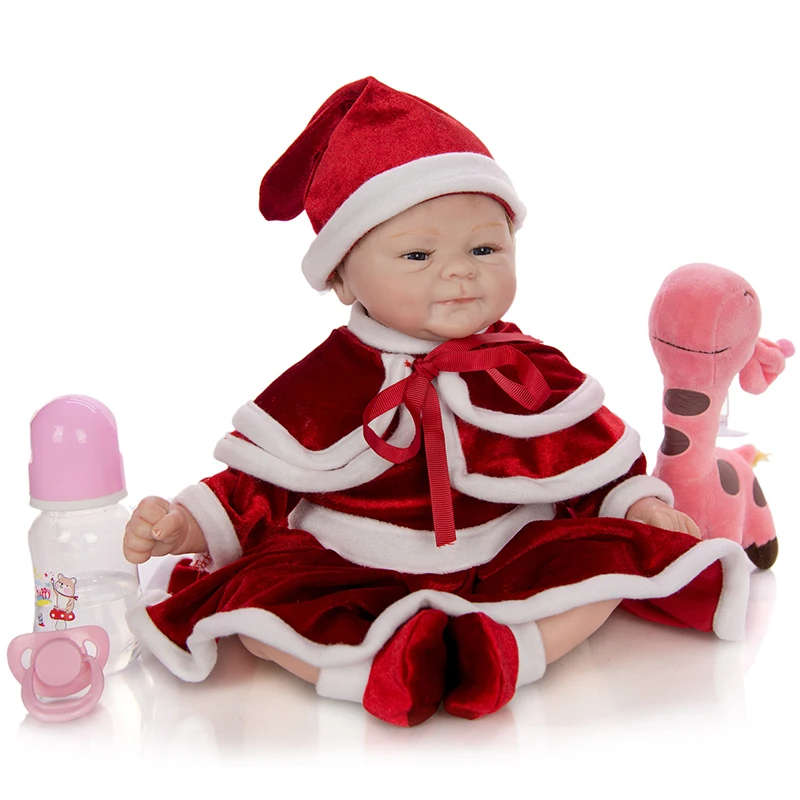 Рождественская кукла игрушка 43 см Reborn Baby Doll 3/4 силиконовая очень милая улыбка для детей Реалистичная кукла для мальчиков и девочек подарок на день рождения перед сном