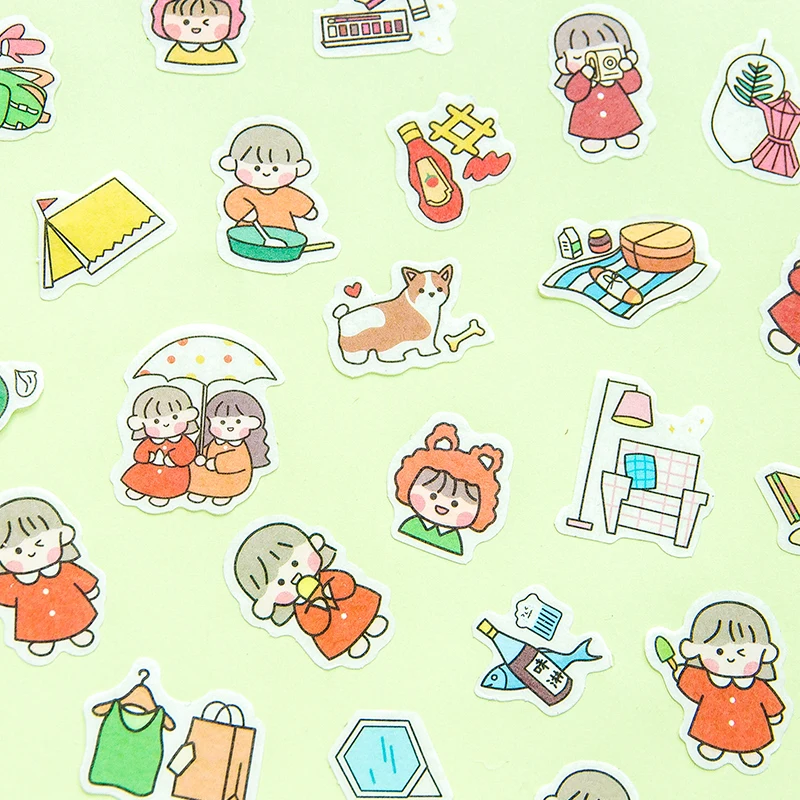 40 шт/1 лот Kawaii канцелярские наклейки s мультфильм девушка дневник планировщик путешествия декоративная наклейка на мобильный телефон Скрапбукинг DIY стикер для рукоделия