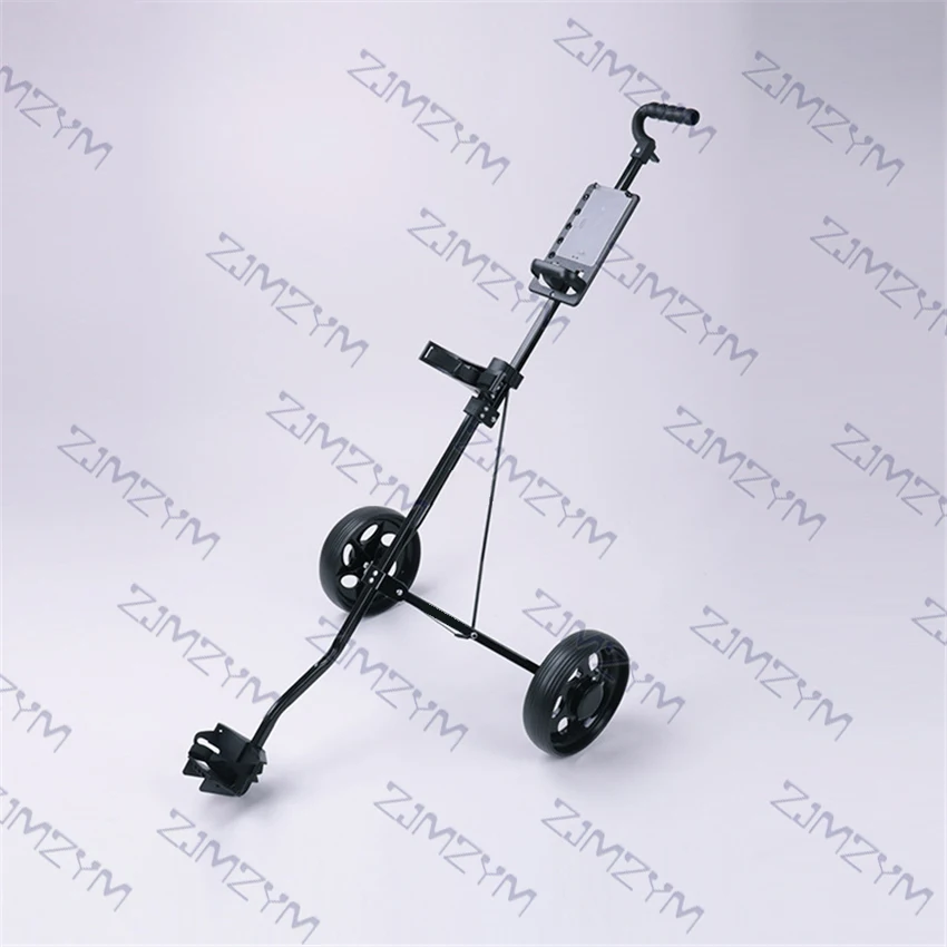 ZH-T018 Simple Folding Iron Golf Trolley Manual High Quality Foldable Golf Ball Bag Pull Cart Supplies With Two Black Wheels