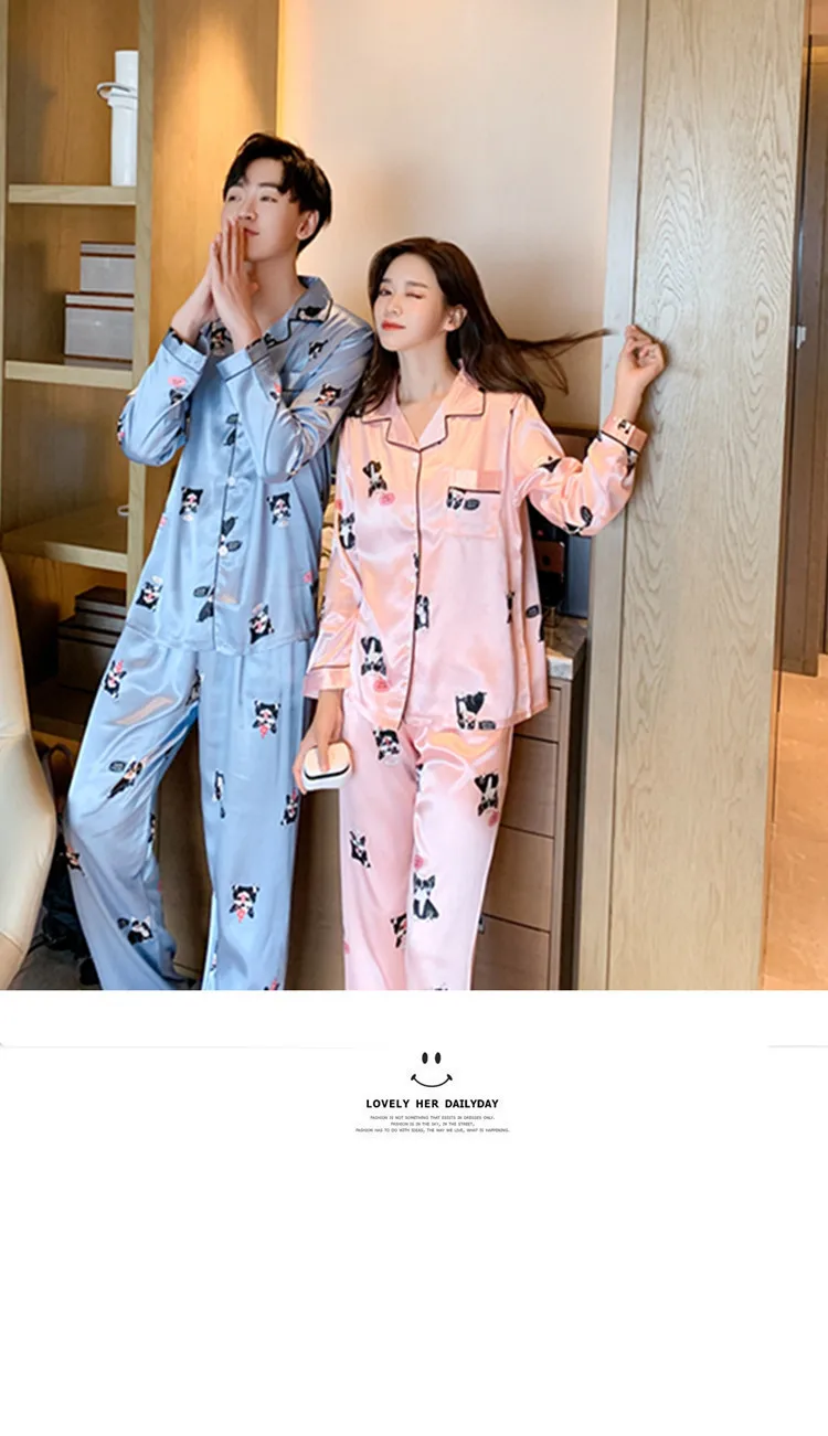Свободные дизайнерские мужские/женский шелковый атлас пара пижамные комплекты одежда для сна наборы унисекс Мужская мягкая негабаритная Роскошная Ночная Рубашка домашняя одежда