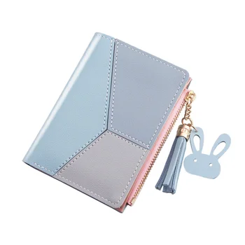

1pc PU Wallet Mini Zippered Portable Wallet Coin Purse Card Holder