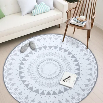 

Plush Floor Rug Round Area Carpet Nordic Modern Living Room Bedroom Home Textile Decor Rugs Geometric Play Game Mats 80*80cm