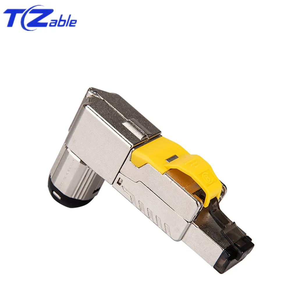 Cat6A Cat7 Cat8 RJ45 разъем 40 Гбит/с 2000 МГц 90 градусов Ethernet адаптер экранированный 8P8C