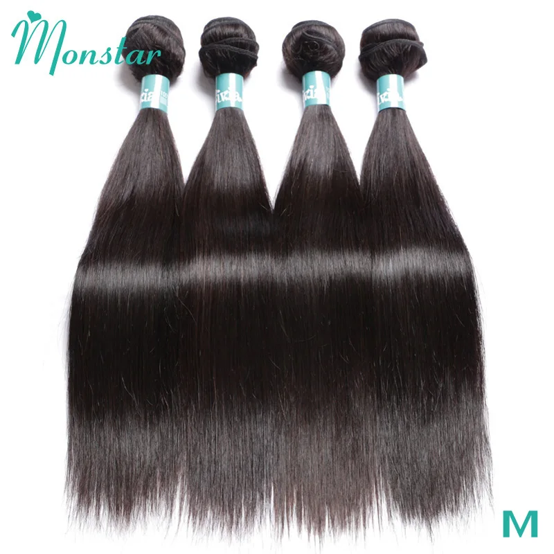 Monstar 1/3/4 пряди 28 30 32 34 36 38 40 дюймов прямые волосы Remy перуанские пучки человеческих