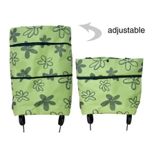 Large Capacity Cart Fashion Portable Folding Home On Wheels Reusable Groceries Shopping Bag Oxford Cloth Trolley Eco-friendly