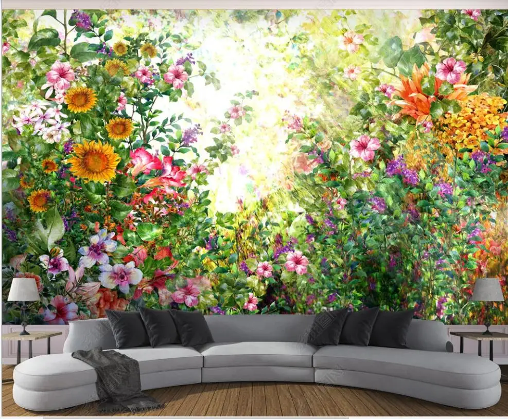 

3d photo wallpaper custom mural Watercolor hand painted flowers and woods home decor in the living room wallpaper for walls 3 d
