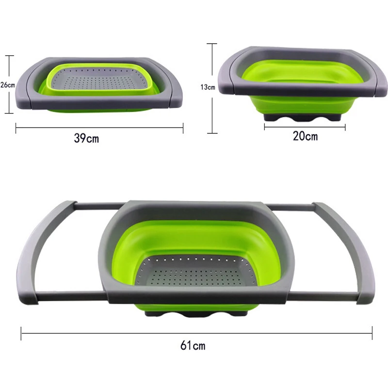 Пищевой Силиконовый складной в раковину выдвижной фильтр с погрузкой кухонное складное сито чаша дренажная корзина для кухонных инструментов