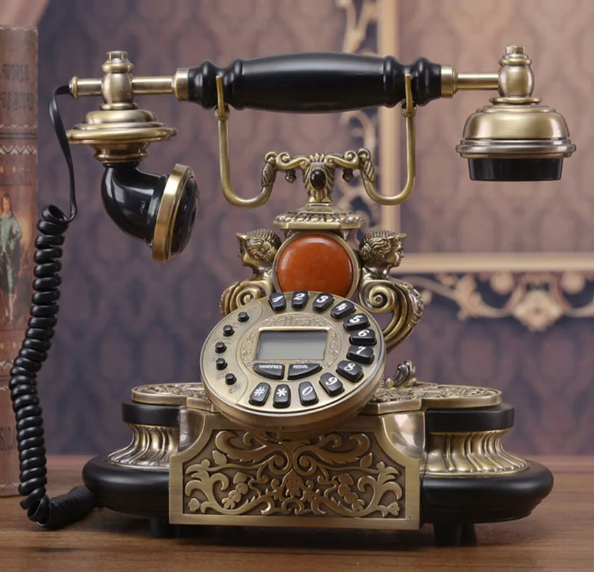 AmericanStyleTelephoneLandlinePhonewithWoodBaseCallerID