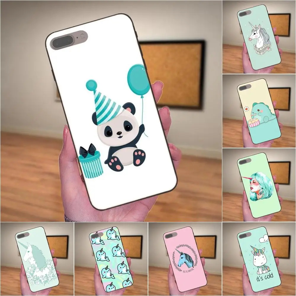 Мята розовый мультфильм единорог лошадь для Galaxy C5 C7 J1 J2 J3 J330 J5 J6 J7 J730 2017 Ace Core Duo Max Mini