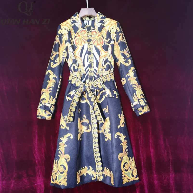 Женская модельная куртка Qian Han Zi облегающее винтажное пальто средней длины с