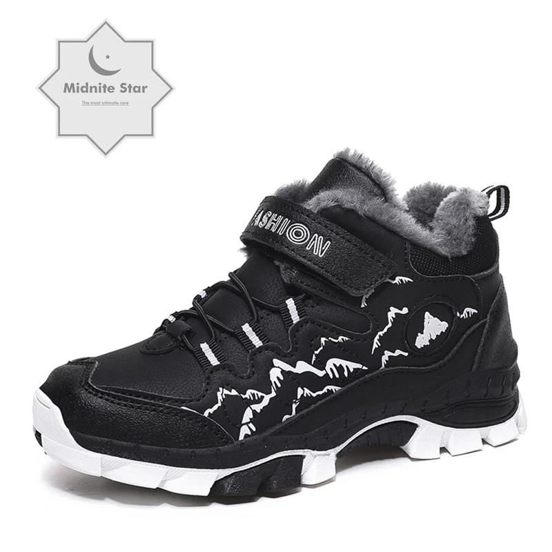 

2019 Warm Women Winter Shoes Casual With Fur Warm Suede Leather child Shoes new outdoor Male Loafers Non-slip Snow Shoes 32-40