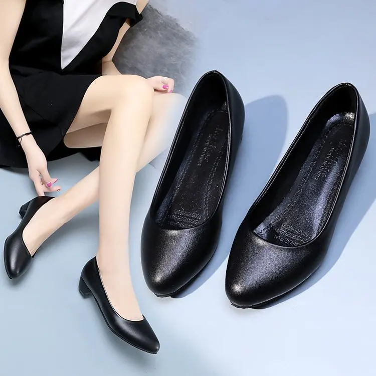 black leather shoes for work women's