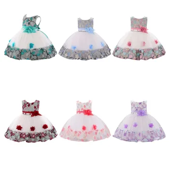 

2019 new hot summer girl pettiskirt cute sweet Voile evening dress flower print sleeveless dress p