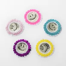 Подсолнух блестки вышитые подсолнухи блестки вышитые DIY смайлик лицо Блестки Ткань Одежда