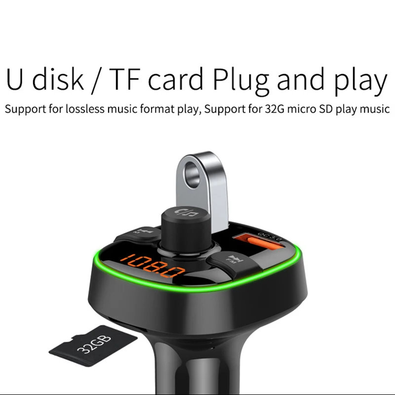 12V 24V BC52 Handsfree Car Kit Bluetooth 5 0 FM передатчик модулятор USB Музыка Аудио MP3 плеер