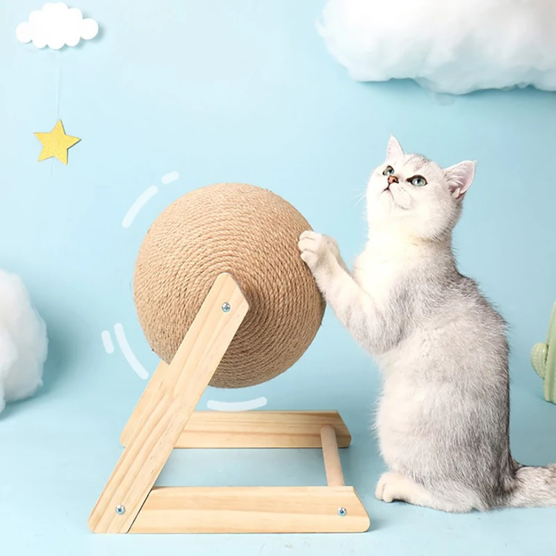 gato brinquedos de madeira scratcher placa gato arranhando bola gato moagem patas brinquedos sisal corda bola gato interativo jogar brinquedo gato fornecimento