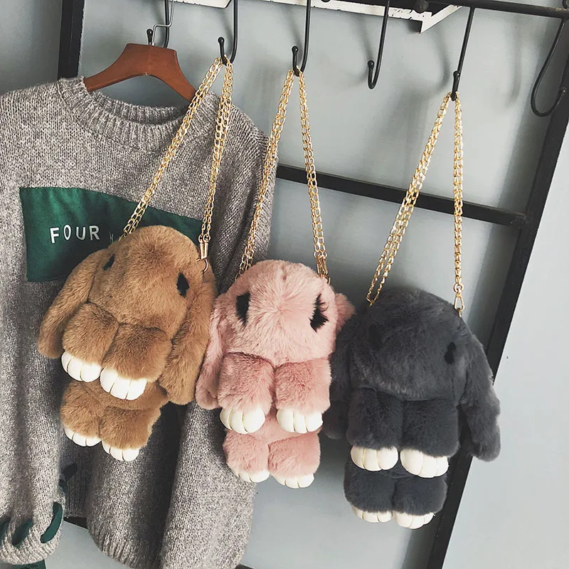 

2019 New Style mao rong bao Lazy Rabbit Cute Cartoon Doll Doll Children's Bags Chain Versatile Shoulder Oblique Bag