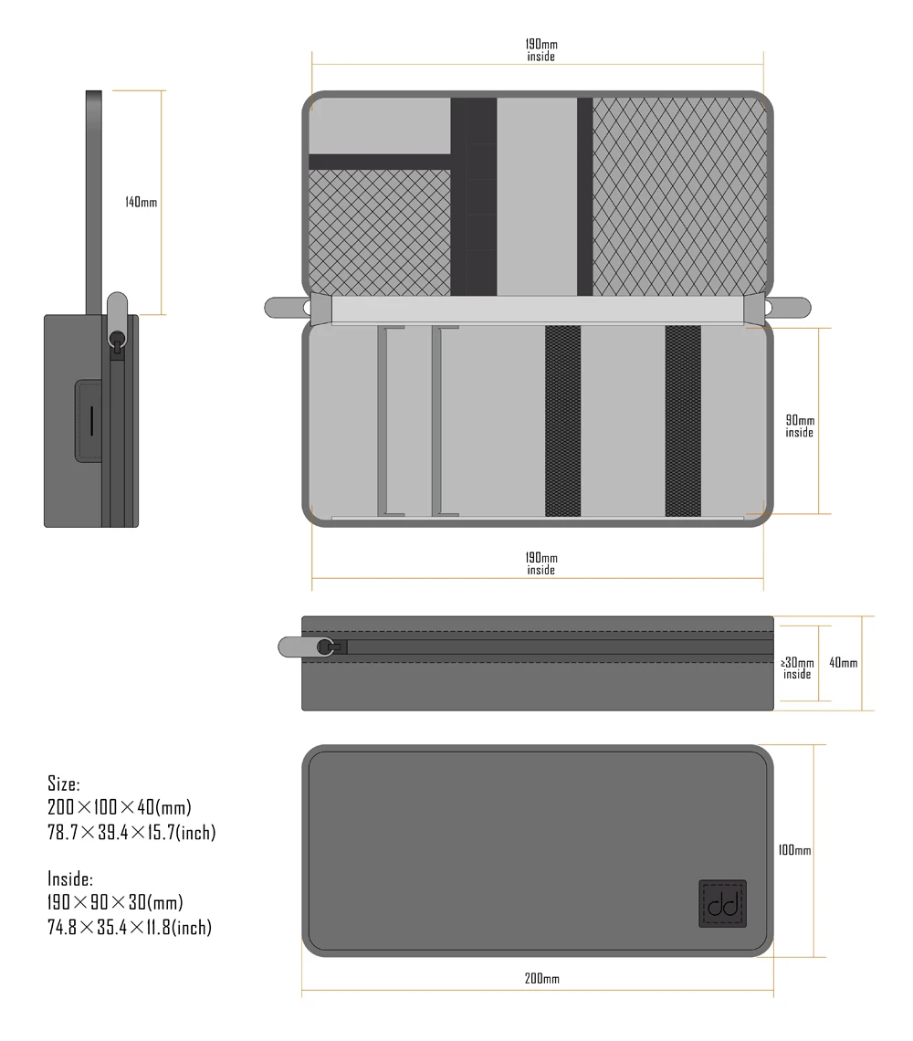DD C 2019 Black Customized HiFi Carrying Case for Audiophiles Headphone and cables Storage bag Music player protective case