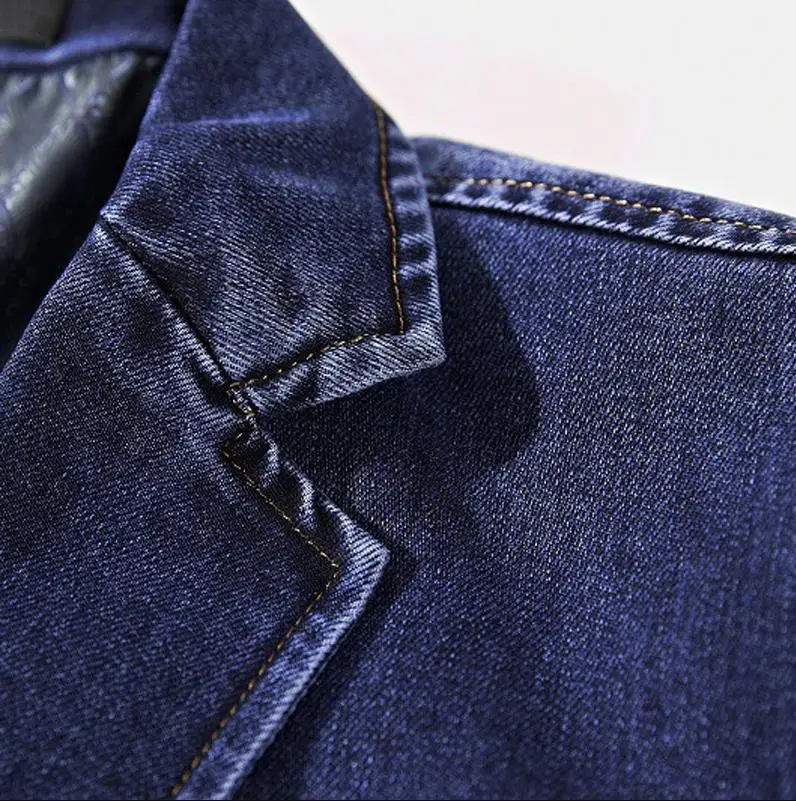 Men's Denim Jacket Western Style Slim Fit Young Man Jeans Coat Spring Autumn Business Casual Long Jacket