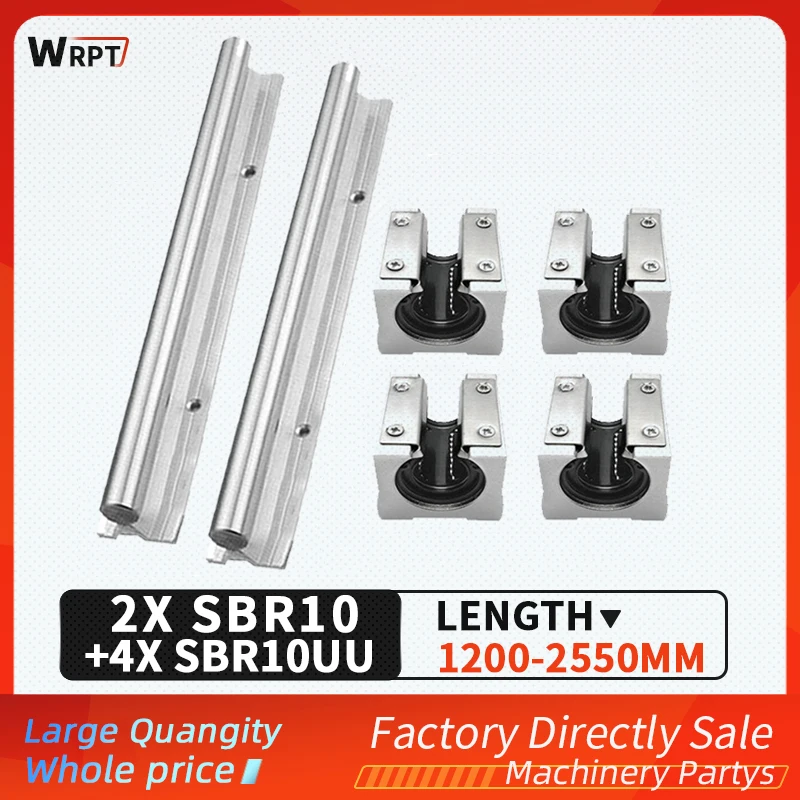 2 шт. SBR10 направляющая рельсовая скользящая скольжения 4 в комплекте длина = 1200