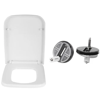 

1 Pcs White Square Toilet Seat Soft Close Wrapover Top & 1 Pcs Makeup Organizer Lipsticks Brush Holder Power Box