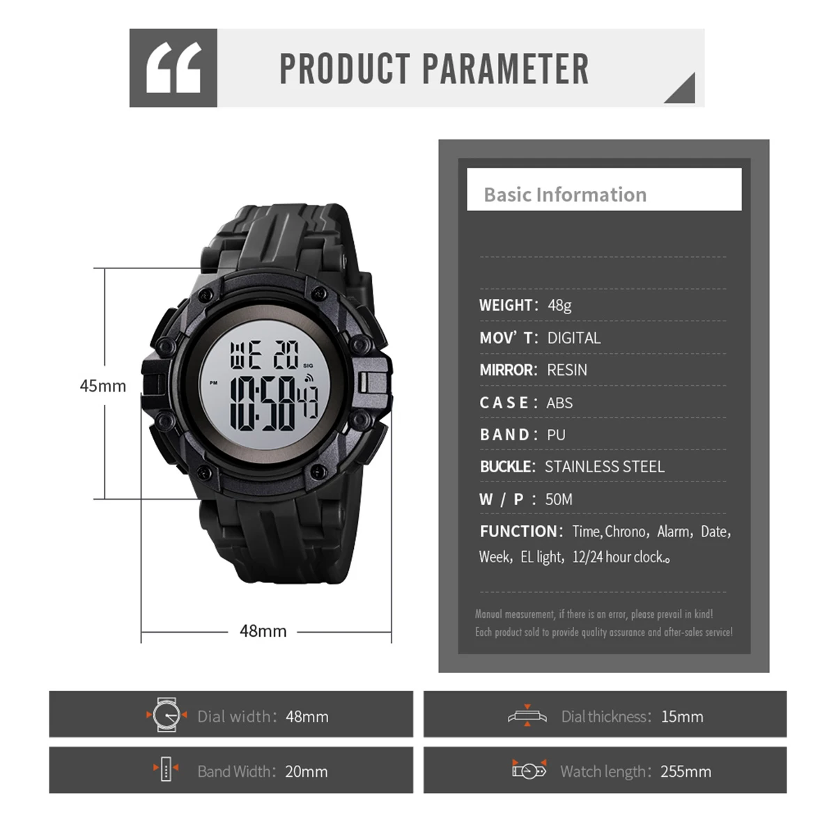 Waterproof 50M Sports Watch Cool style EL light Watches Men Military Army Mens Watch Digital Wrist Watch Stopwatch