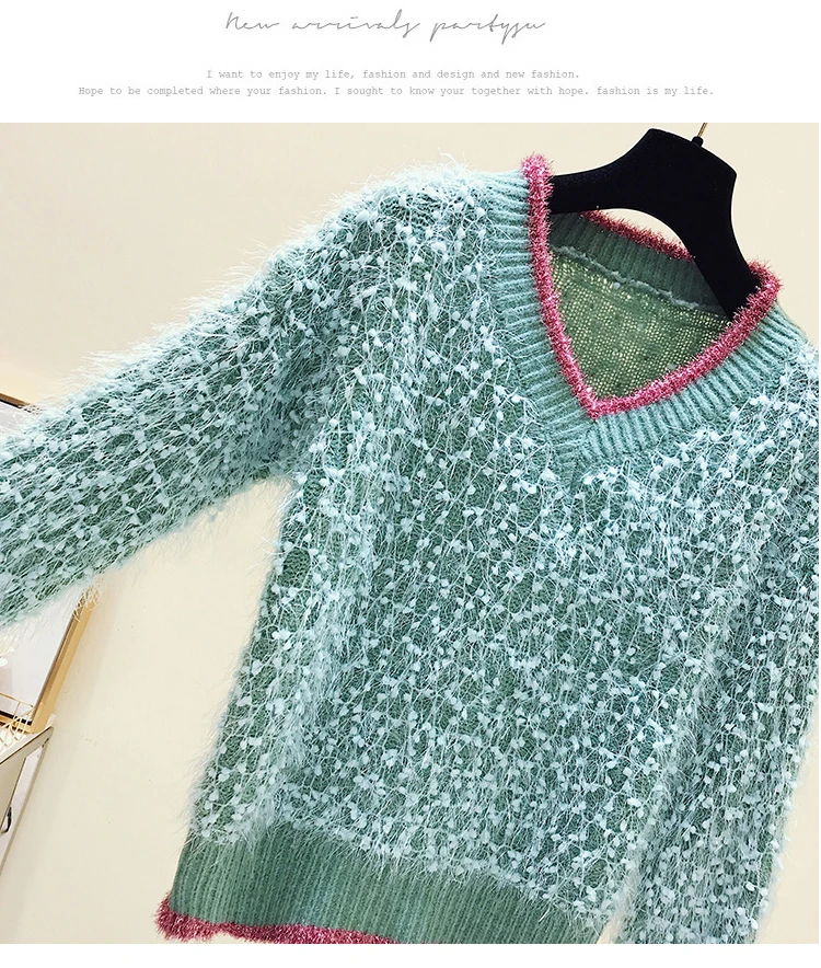 Женский свитер с v-образным вырезом; сезон осень-зима; вязаный джемпер; пуловеры с кисточками; свободный свитер с длинными рукавами для женщин; шикарный