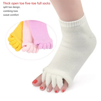 

1 Pair Massage Open Five Toe Separator Socks Foot Alignment Pain Relief Hot Socks New Design