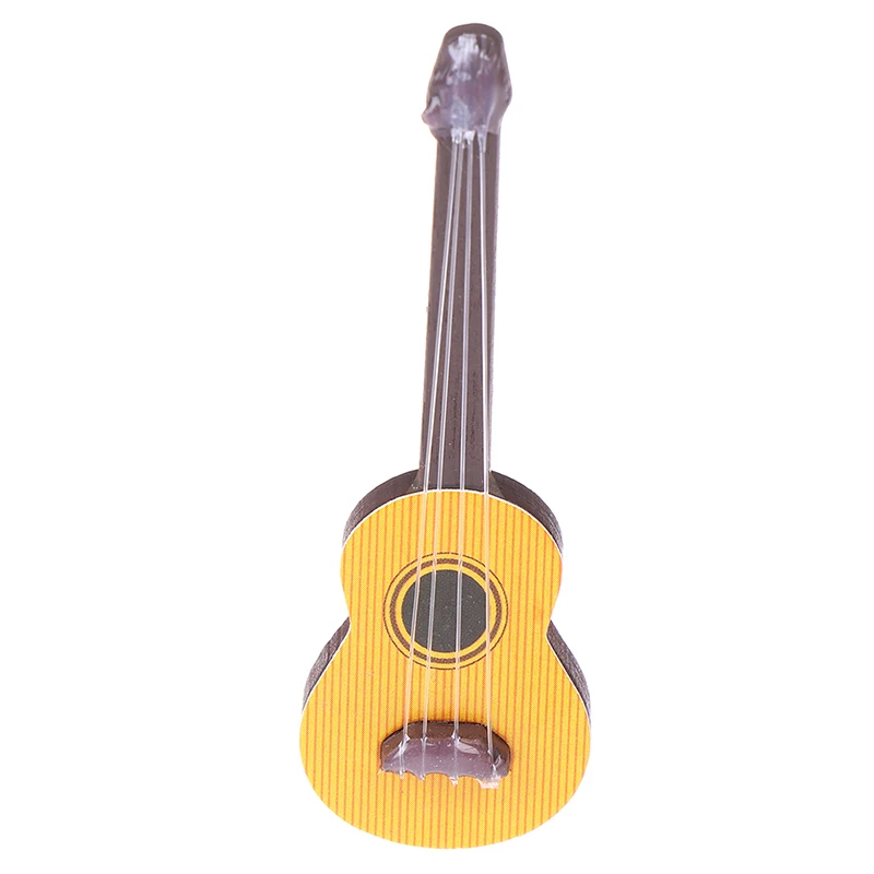 

1:12 Dollhouse Cute Guitar Accessories Dollhouse Miniature Instrument Part for Home Decor Kid Wood Furniture Craft Ornament