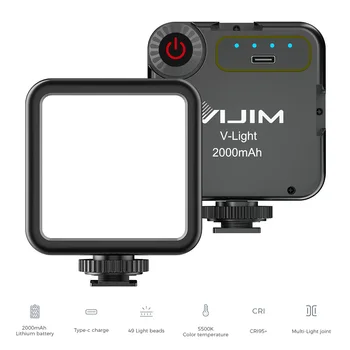 

Mini LED Video Fill Light Photography 5500K Dimmable CRI95+Built-in Rechargeable Battery Cold Shoe Mount phone Camera Vlog Live