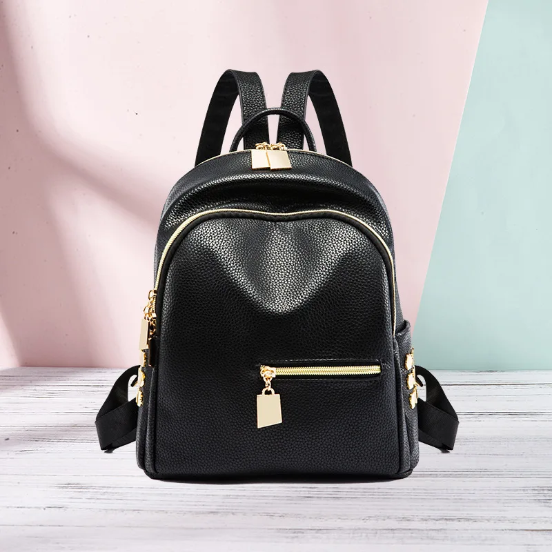 

Retro Backpack Women's Soft Leather PU Fashion 2019 New Style Korean-style Versitile Fashion England Schoolbag Mummy Backpack
