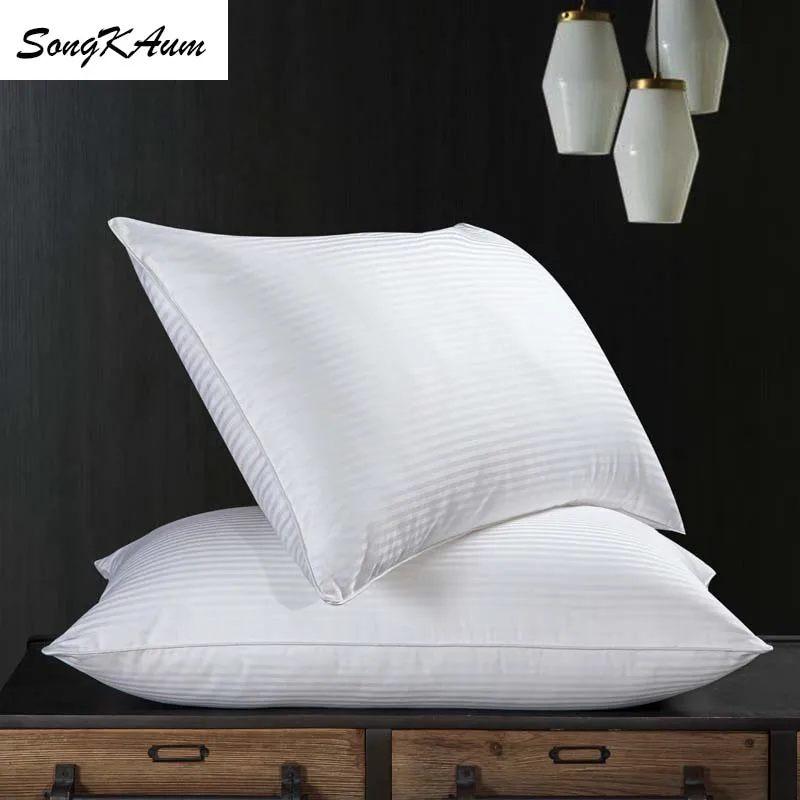 Songkaun-almohada de seda de morera 100% para niños y adultos, protector de cuello con estampado de rayas de satén y algodón, 100% de cinco estrellas para el cuidado de la salud
