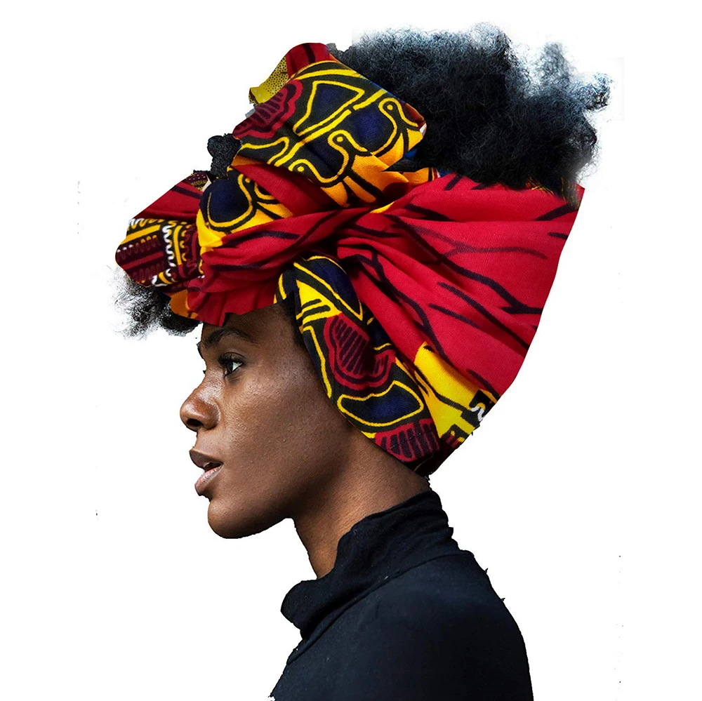 Shenbolen Анкара Headwrap для женщин Африканский Традиционный платок тюрбан 100% хлопок воск 72 "x 22"