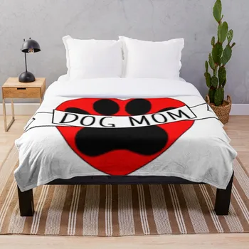 

Dog Mom Paw And Red Heart Drawing Throw Blanket Soft Sherpa Blanket Bed Sheet Single Knee Blanket Office Nap Blanket