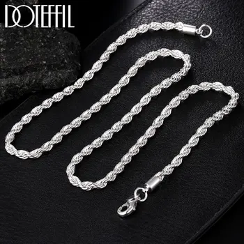 

DOTEFFIL 925 Sterling Silver 16/18/20/22/24 Inch 4mm Twisted Rope Chain Necklace For Women Man Fashion Wedding Charm Jewelry