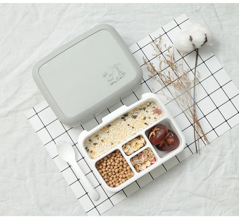 Microwavable герметичная школьная коробка для обеда для детей Детский контейнер для еды с отделениями портативный квадратный пластиковый набор коробочек для бэнто