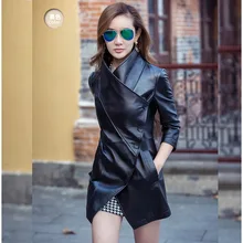 Женская Осенняя готическая Черная куртка из искусственной кожи, пальто, модная Осенняя зимняя верхняя одежда размера плюс, ветровка, одежда 4XL