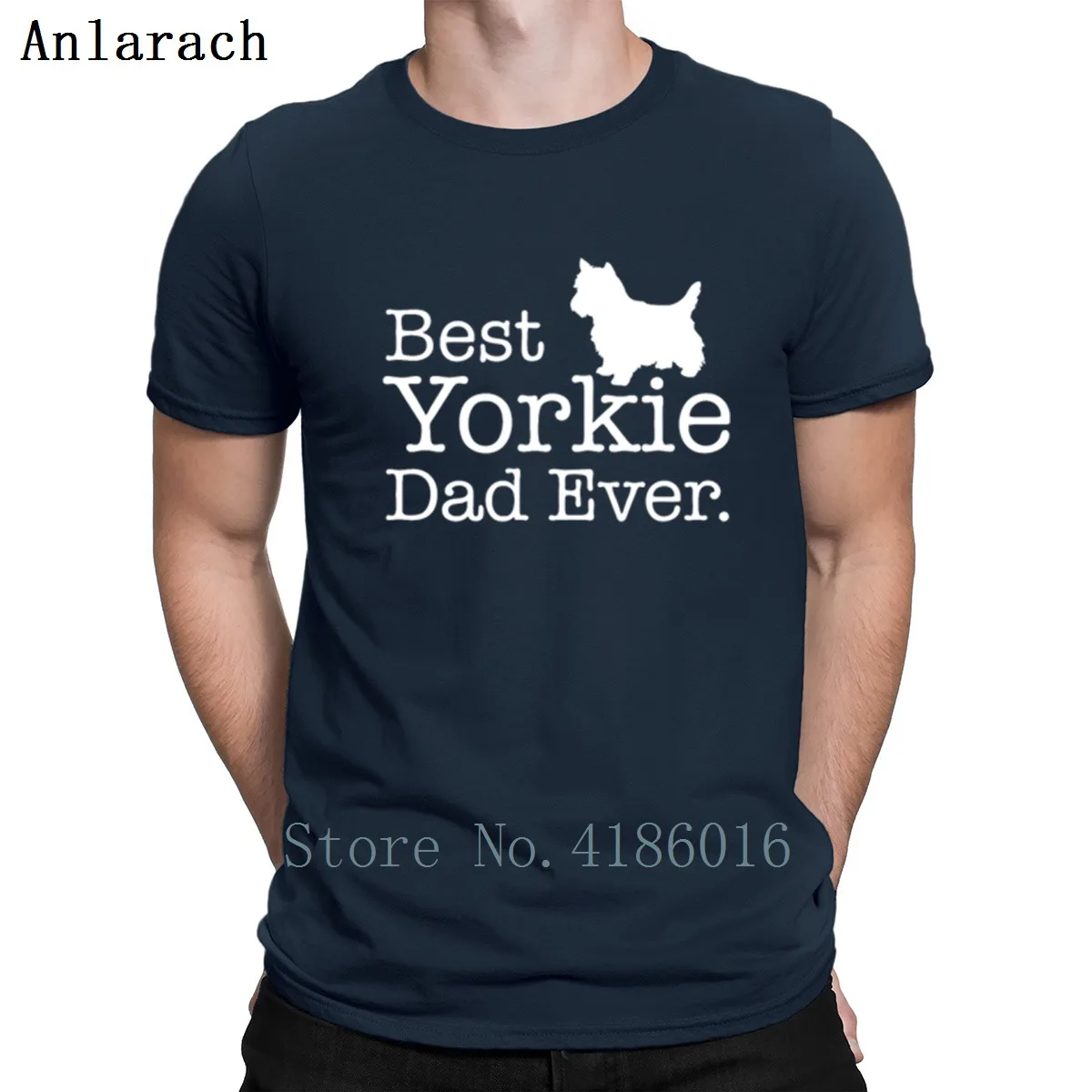 Футболка с надписью "Best jorkie Dad Ever", винтажный Размер, S-3xl, поп-топ, футболка, хлопок, Мужская футболка, новинка, комическая футболка - Цвет: Navy Blue