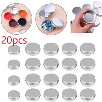 

20pcs x 5g 10g 15g Aluminum Tins Cans Round Storage Jars Pots Screw Lid Metal Tins Travel Tins Cosmetic Refillable Containers