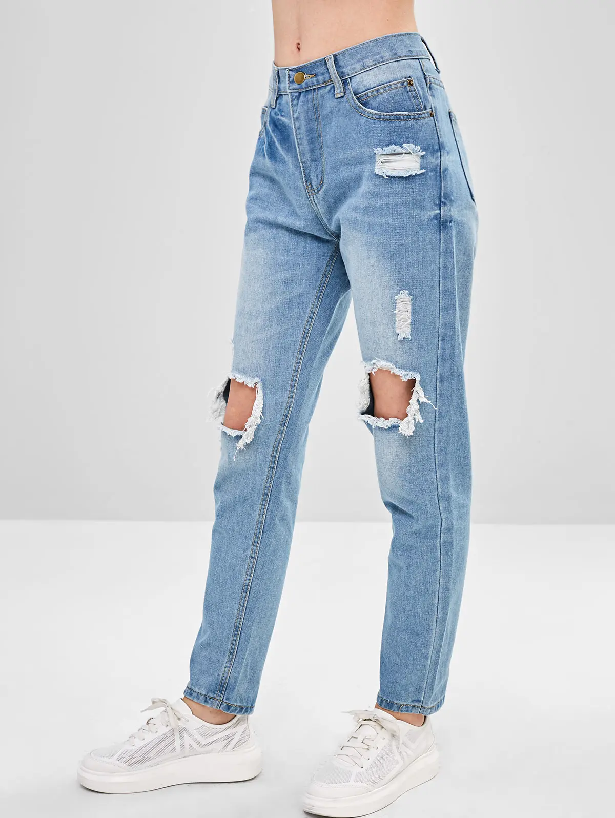 ZAFUL Destroyed Boyfriend Jeans Ripped 