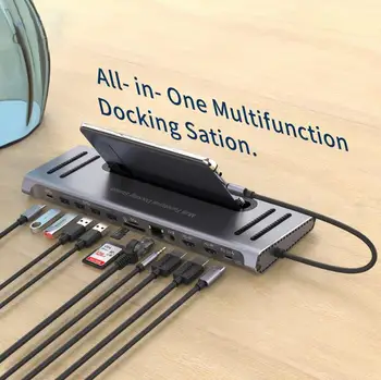 

12-in-1 Docking Station Type-c Multi-function Docking Station Compatible Adapter Hub